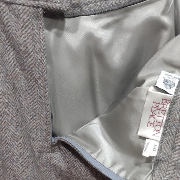 BRETTON PLACE 2 PIECE 100% WOOL GRAY BLAZER AND SKIRT LINED VINTAGE USA SIZE W16 - Picture 8 of 11
